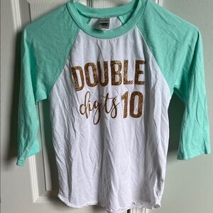 Kids Raglan Shirt - Mint Green and White
